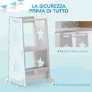 Torre Montessoriana Scala Convertibile in Tavolo con Sedia 60x44,5x86 cm in Legno Bianco 