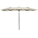 Ombrellone Doppio 150x295x170-214 cm Inclinabile e Regolabile in Poliestere e Metallo Crema  