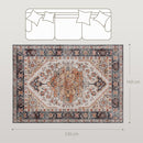 Tappeto Bohemien Antiscivolo e Lavabile 230x160 cm a Pelo Corto in Effetto Cashmere Marrone  