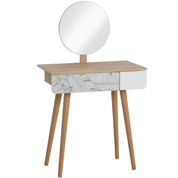 Consolle Trucco 70x39x120 cm con Specchio e Cassetto Jungle Bianco e Rovere sconto