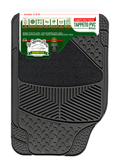 prezzo Set 4 Tappetini Universali per Auto in gomma PVC e Moquette Neri Mr Posh 17170