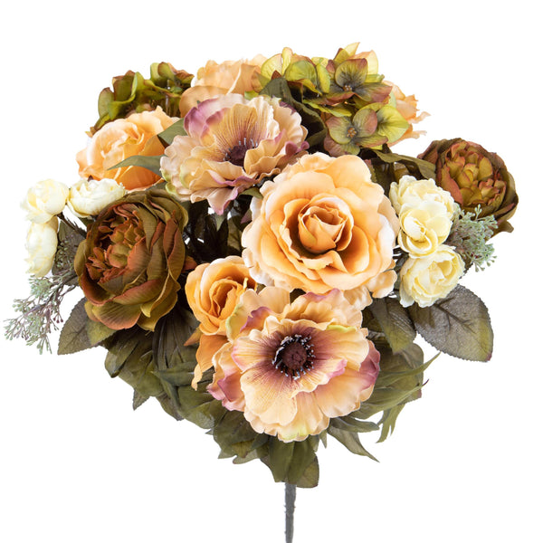 Set 2 Bouquet Artificiale Composta da Rose e Ortensie Altezza 34 cm Marrone online