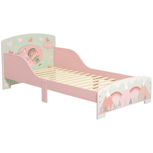 Struttura Letto Singolo per Bambini 140x70 cm con Bordi Rialzati e Doghe in MDF Rosa acquista