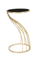 Porta Telefono Flush Ø35x60 cm in Ferro MDF e Specchio Nero e Oro