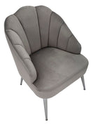 Poltrona Shell Grigia 65x69x84 cm in Legno Spugna Poliestere e Acciaio Grigio