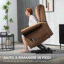 Poltrona Alzapersona Reclinabile a 135° e Massaggiante con Telecomando Marrone Scuro   