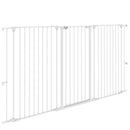 Cancelletto per Cani a 3 Pannelli Pieghevoli 206x120 cm Doppio Blocco in Acciaio e Plastica Bianco  