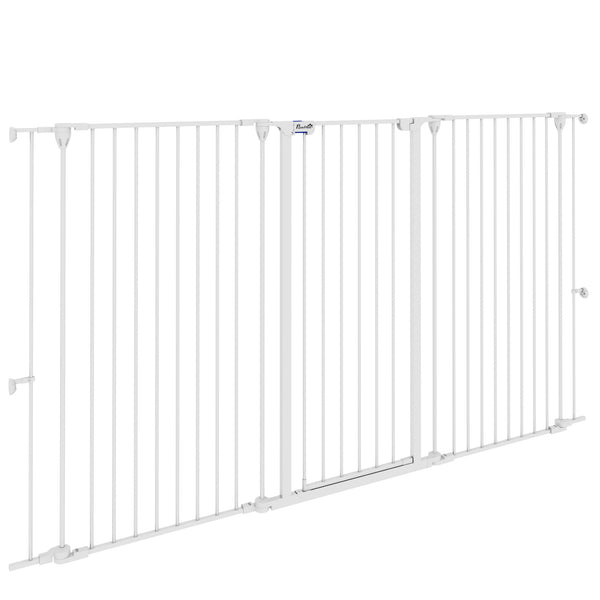 prezzo Cancelletto per Cani a 3 Pannelli Pieghevoli 206x120 cm Doppio Blocco in Acciaio e Plastica Bianco