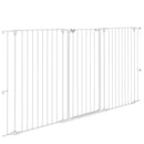 Cancelletto per Cani a 3 Pannelli Pieghevoli 206x120 cm Doppio Blocco in Acciaio e Plastica Bianco  