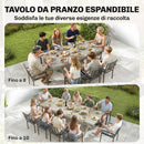 Tavolo da Giardino Allungabile 154-214x85x73 cm per 8-10 Persone in Alluminio e Acciaio Grigio      
