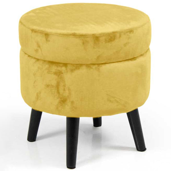 acquista Pouf Contenitore Ø37x40 cm Sgabello Poggiapiedi in Velluto Mostarda