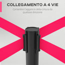 2 Colonnine Tendinastro di 2 m in Acciaio Inox Nero  Ø32x90 cm Nastro Rosso