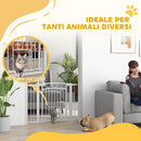 Cancelletto di Sicurezza per Animali con Estensioni 76-104x77cm Porta per Gatti Bianco 