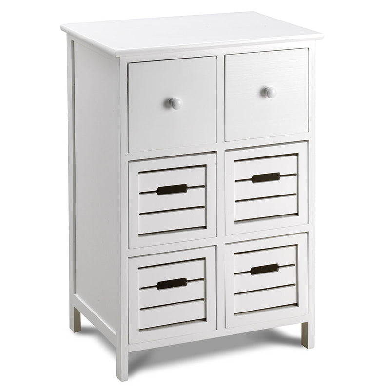 Cassetiera con 6 Cassetti in Legno Paulownia Bianco Fadi