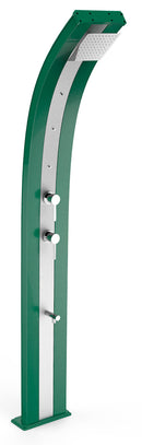 Doccia Solare da Giardino 40L Miscelatore Nebulizzatore e Lavapiedi Arkema Dada Fascia Inox Verde Scuro