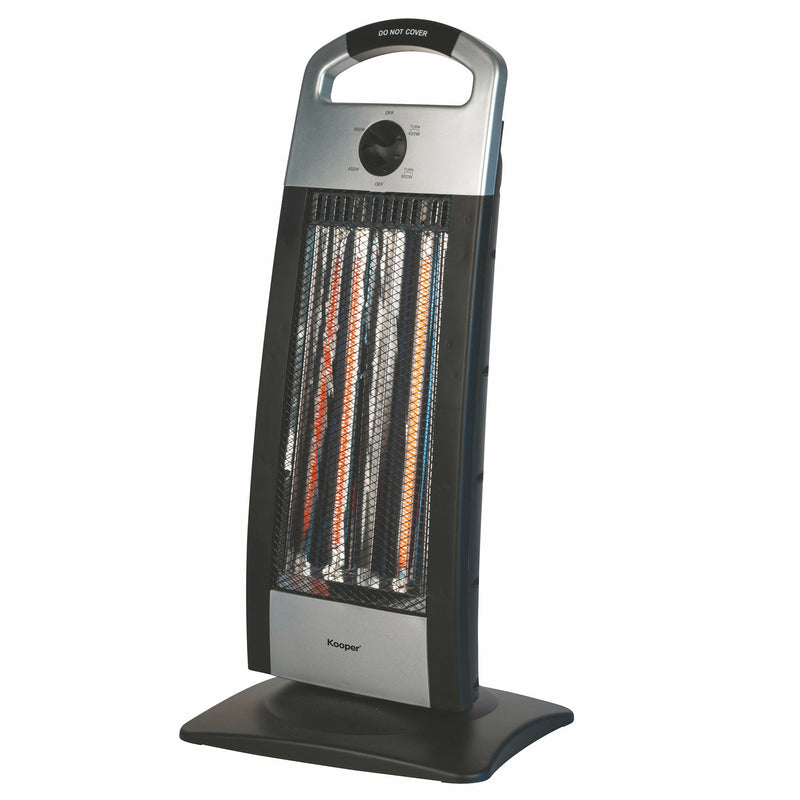 Stufa Elettrica 2 Elementi 30x23x62 cm 900W Kooper Nera e Grigia