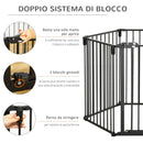 Recinto per Cani Gatti Pieghevole 362,5x2x76 cm 6 Sezioni in Acciaio Nero