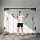 Lat Machine 245x85x207 cm con Pulegge Regolabili Stazione a Cavi con Pulldown 4 Maniglie e Carico Pesi Regolabile in Acciaio      