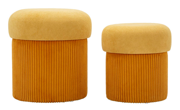 prezzo Puff con Contenitore Aspen Senape Set 2 Pz Ø42x44 cm - Ø35x37 cm in MDF e Spugna e Poliestere Senape