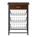 Mobiletto da Cucina 3 Cestelli 1 Cassetto 60x40x86,3 cm in Metallo Marrone e Nero