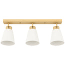 Lampadario da Soffitto con 3 Punti Luce Regolabili a 90° e Attacchi E27 in Acciaio e Vetro Color Legno      