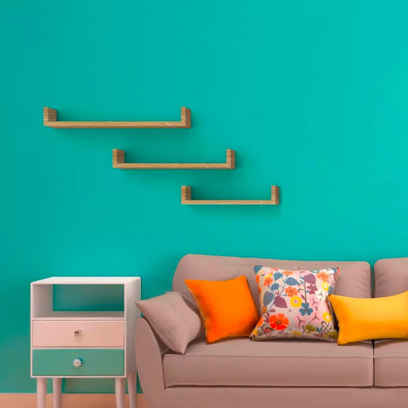 Set 3 Mensole da Parete 60-50-40x23,7x8 cm in Fibra di Legno Calamita Maxi  Noce