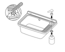 Lavatoio 50x35x24 cm Pilozzo a Parete con Dispenser in Resina Bianco    