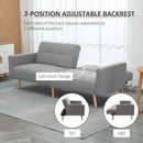 Divano Letto 2 Posti Matrimoniale 205x95x80 cm Schienale Regolabile in Tessuto Effetto Lino Grigio