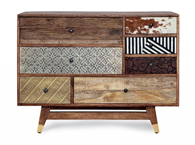 Cassettiera 7 Cassetti 110x40x80 cm in Legno