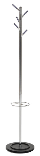 Appendiabiti da Terra con Portaombrello Ø36,5x174 cm in Acciaio Motti Land Cromato