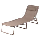 Lettino Mare Richiudibile 190x58x29 cm in Acciaio e Poliestere Tortora Gallipoli      