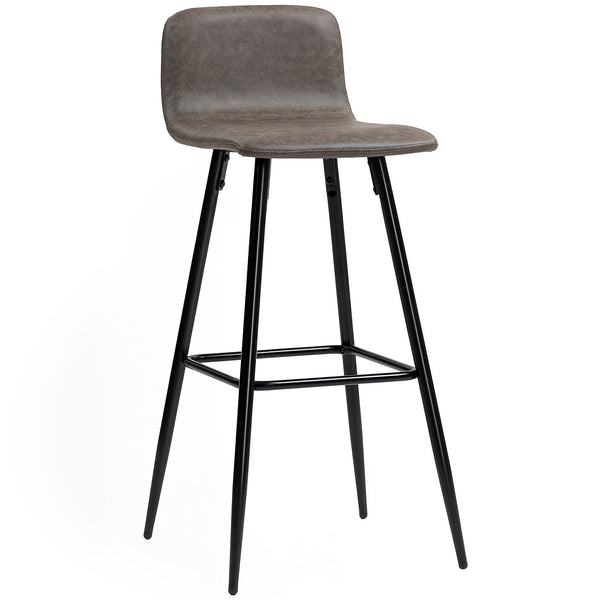 sconto Set 2 Sgabelli da Bar con Schienale Basso e Poggiapiedi 44x44x95 cm in PU Marrone Scuro