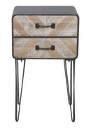 Mobiletto 2 Cassetti Oklahoma 41x34,5x70 cm in Ferro e MDF Marrone e Nero