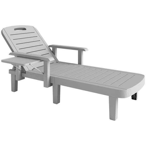 Sdraio da Giardino Regolabile 79x158x88 cm con Tavolino e Braccioli in Polipropilene Grigio Chiaro acquista