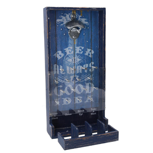 online Apribottiglie Rettangolare 19x38,5x7,5 cm in Legno Blu