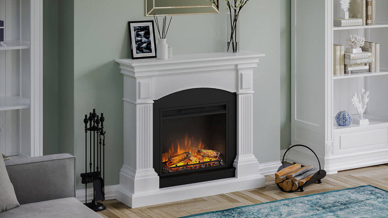 Camino Elettrico da Pavimento Effetto Fiamma 1500W Tagu Magna Bianco