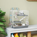 Gabbia per Criceti a 3 Livelli 45x30x45 cm e 14 Tubi con Casetta Rampa e Accessori in Metallo e Plastica Grigio      