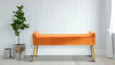Panca Lady Ruggine 120x45x55 cm in Legno Spugna Metallo e Poliestere Ruggine e Oro