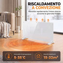 Stufa Elettrica 2000 W Termoconvettore 87x21,5x44,5 cm da Parete e Terra Compatibile con Alexa e Google Home Bianco      