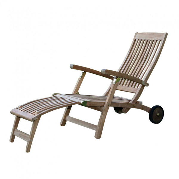 sconto Lettino Prendisole da Giardino 170x61 x97 h cm in Legno Marrone