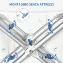Sgabello per Doccia Bagno 42,5x27x44-51,5 cm Piedini Antiscivolo a Ventosa in Alluminio Blu e Bianco
