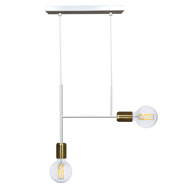 acquista Sospensione 2xE27 Montatura Verniciata Bianco Oro Satinato E-Energy Elvira