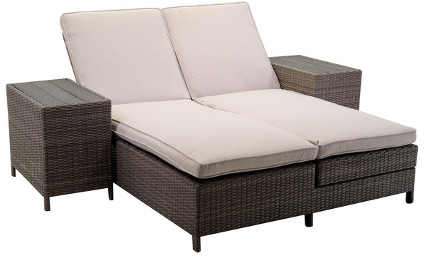 Lettino 2 Posti da Giardino in Polyrattan Atlanta Grigio acquista