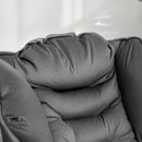 Poltrona Moderna 80x78x100 cm con 2 Tasche Laterali e Poggiapiedi  in Tessuto Effetto Lino Grigio 