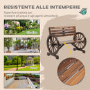Panchina da Giardino 2 Posti 105,5x56x79 cm con Braccioli a Ruota di Carro in Legno a Doghe Marrone Bruciato      