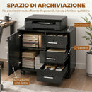 Mobile 60x40x56 cm con 3 Cassetti Mensola Regolabile Supporto Stampante e Serratura in Truciolato Nero      