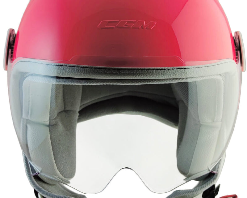 Casco Demi-Jet per Bambini Visiera Sagomata CGM Magic Smile 205S Rosa Fluo Varie Misure