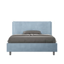 Letto Matrimoniale Francese Imbottito in Microfibra Appia Large Azzurro Varie Misure