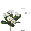 Set 8 Mazzo di Margherite Artificiali con 7 fiori Altezza 25 cm Bianco