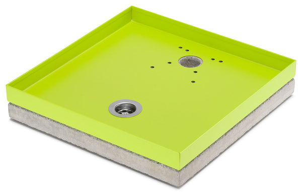 acquista Base Portaciottolo per Fontane 40x40x8 cm in Metallo con Base in Cemento Belfer 42/BSE/10 Verde Acido